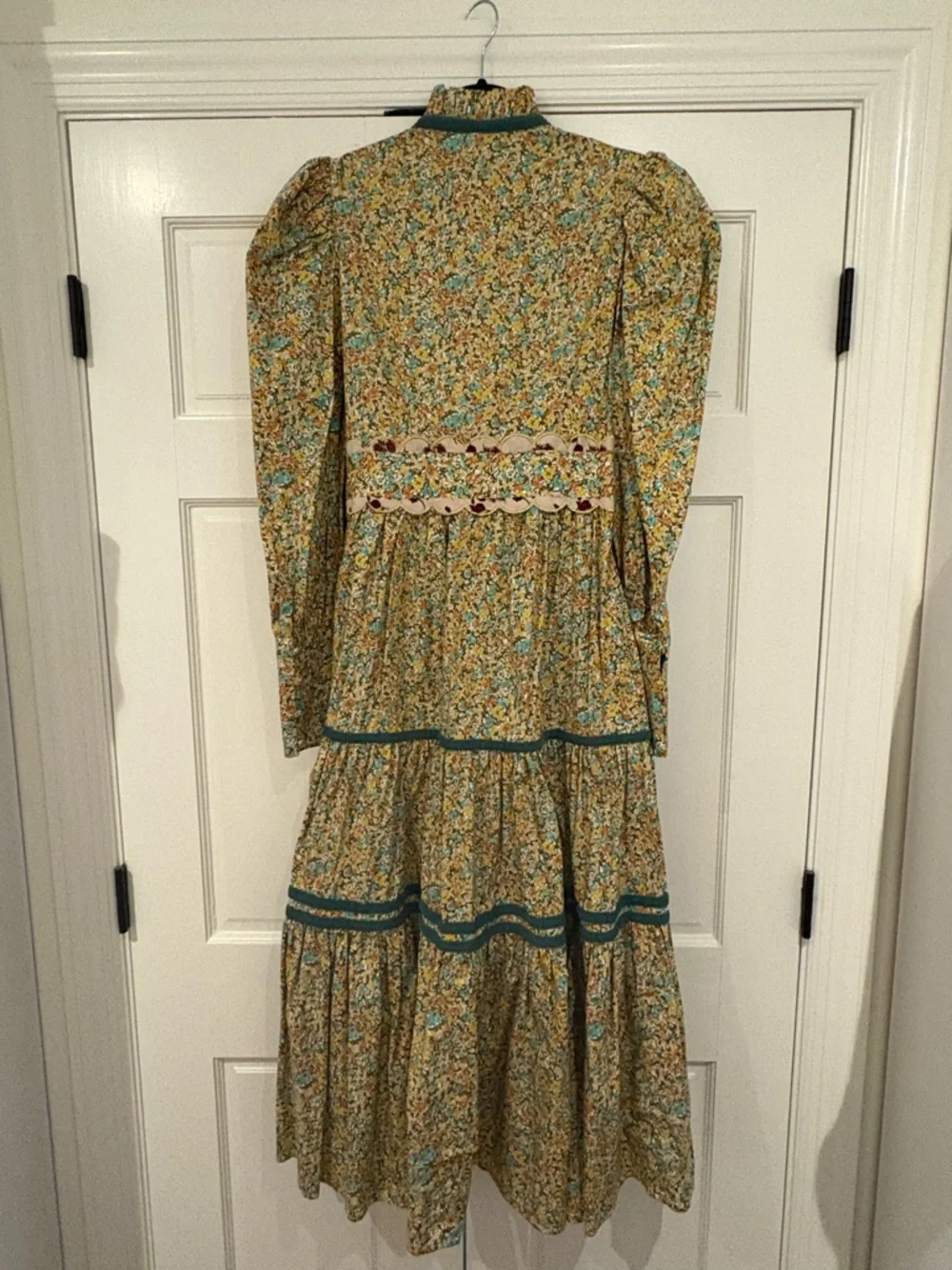 CeliaB Floral Long Sleeve Tiered Maxi Dress in Yellow-Green - Picture 3 of 5